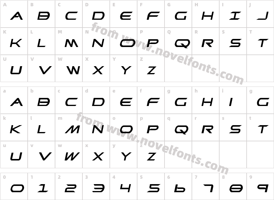 Promethean Expanded ItalicCharacter Map