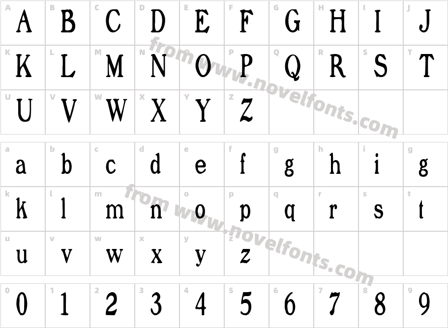 Prophet Condensed RegularSWFTECharacter Map