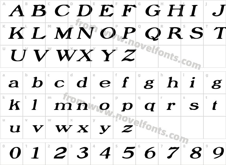 Prophet Extended ItalicSWFTECharacter Map