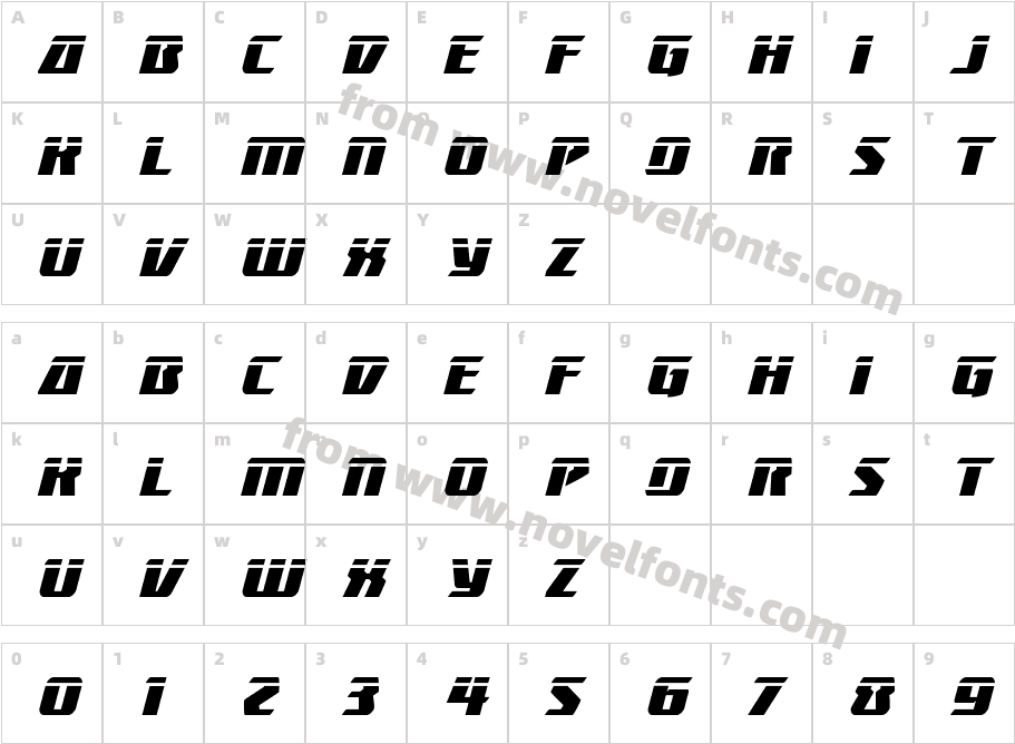 Boomhauer Laser ItalicCharacter Map