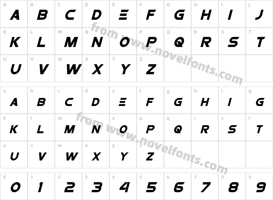 Protoculture ItalicCharacter Map