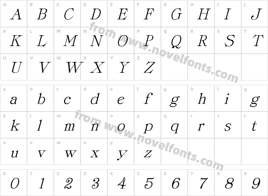 ProvLite ItalicCharacter Map