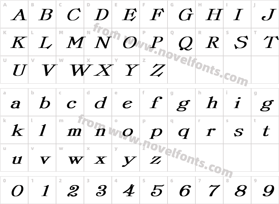 ProvLite Wd Bold ItalicCharacter Map