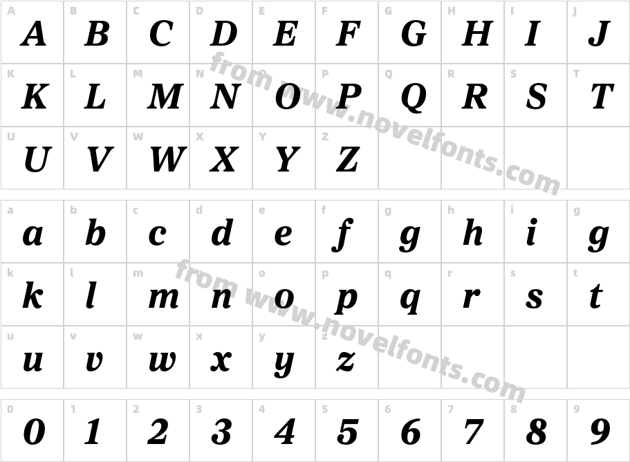 Proxima Sera Extrabold ItalicCharacter Map