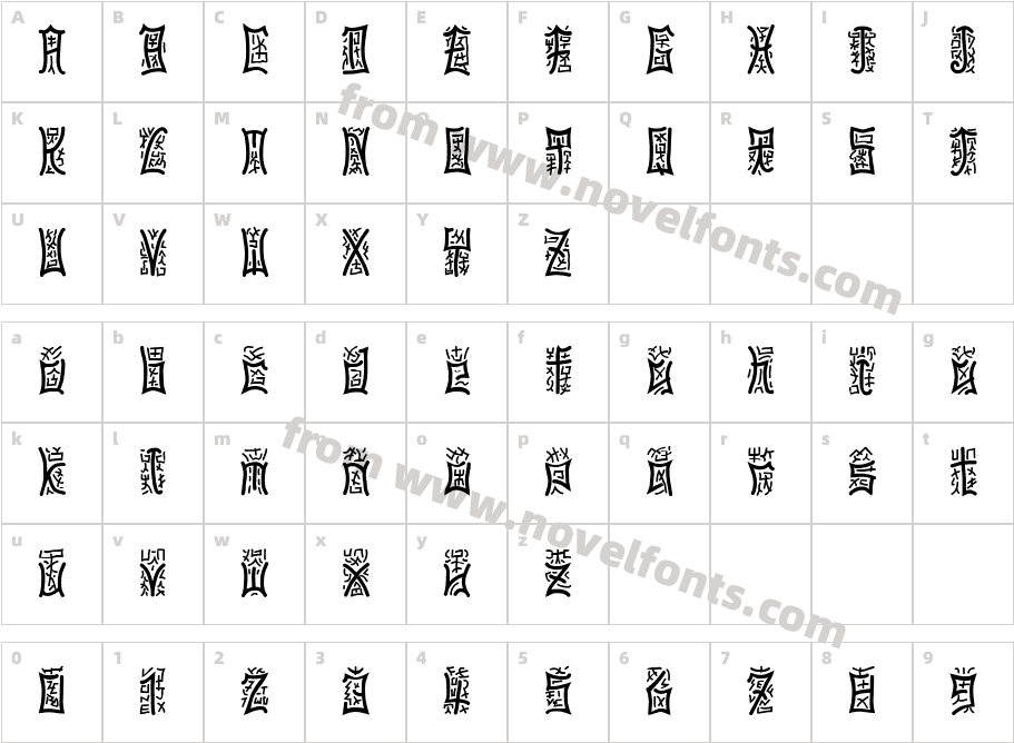 Pseudo Chinese BeckerCharacter Map