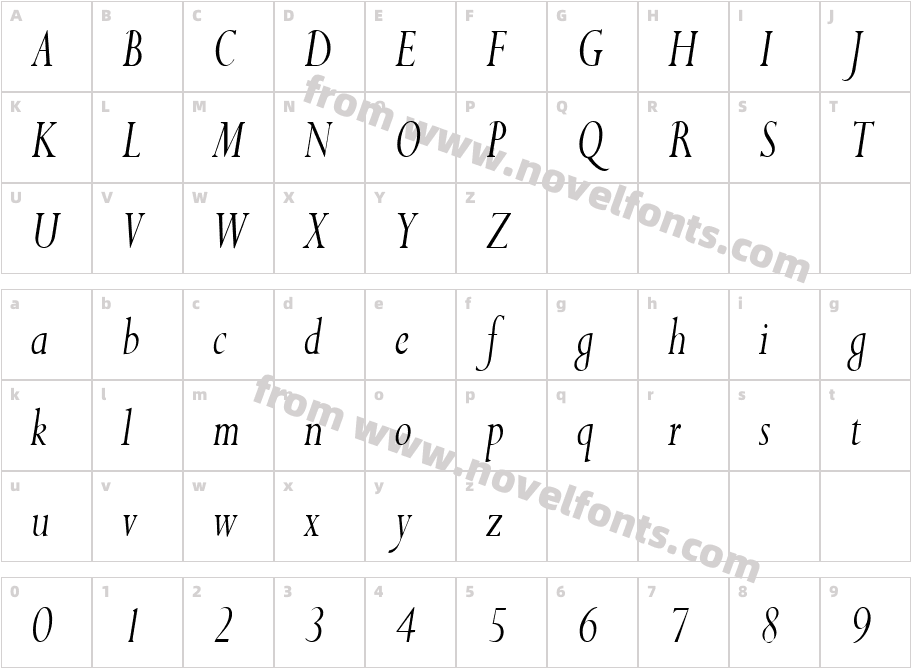 Purloin Condensed ItalicCharacter Map