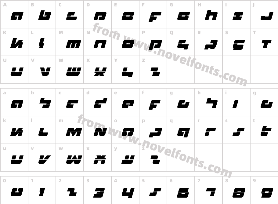 Boomstick Laser ItalicCharacter Map