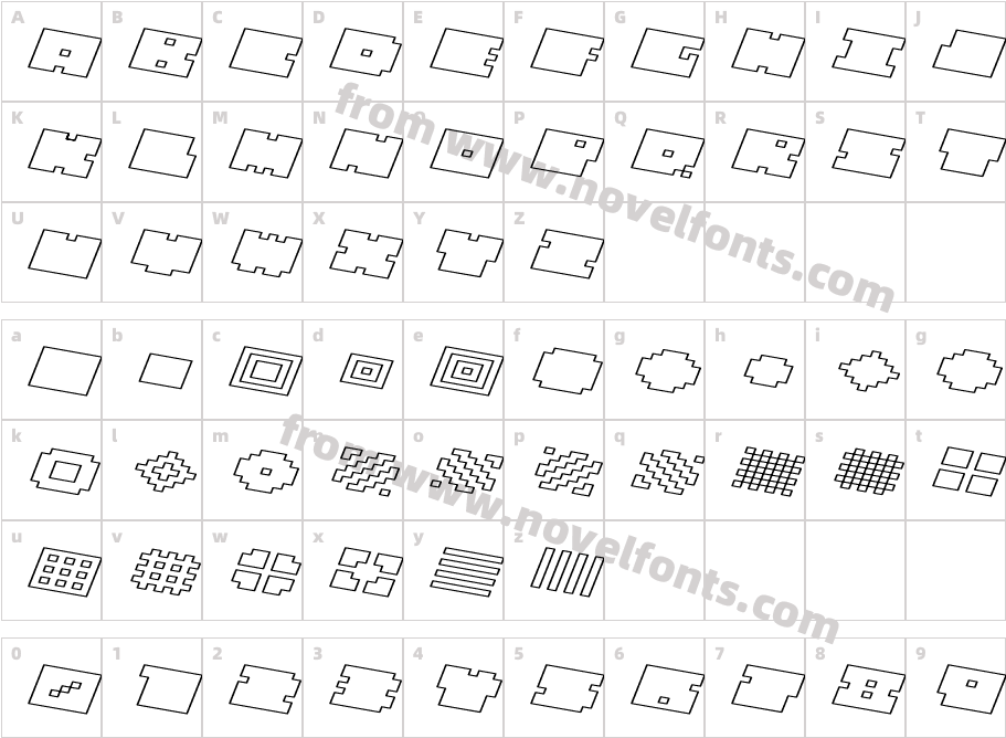 QUBE HOLLOW WIDE ITALICCharacter Map