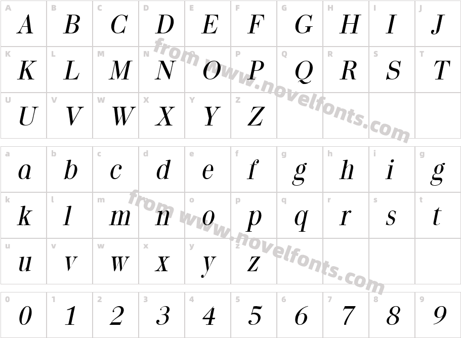 Quantas Light ItalicCharacter Map