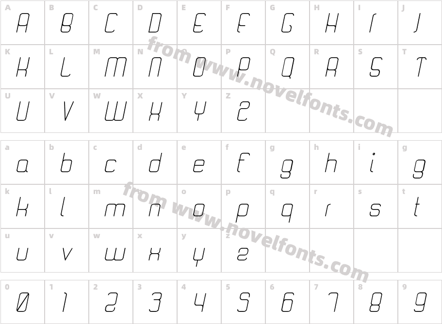 Quattro Light ItalicCharacter Map