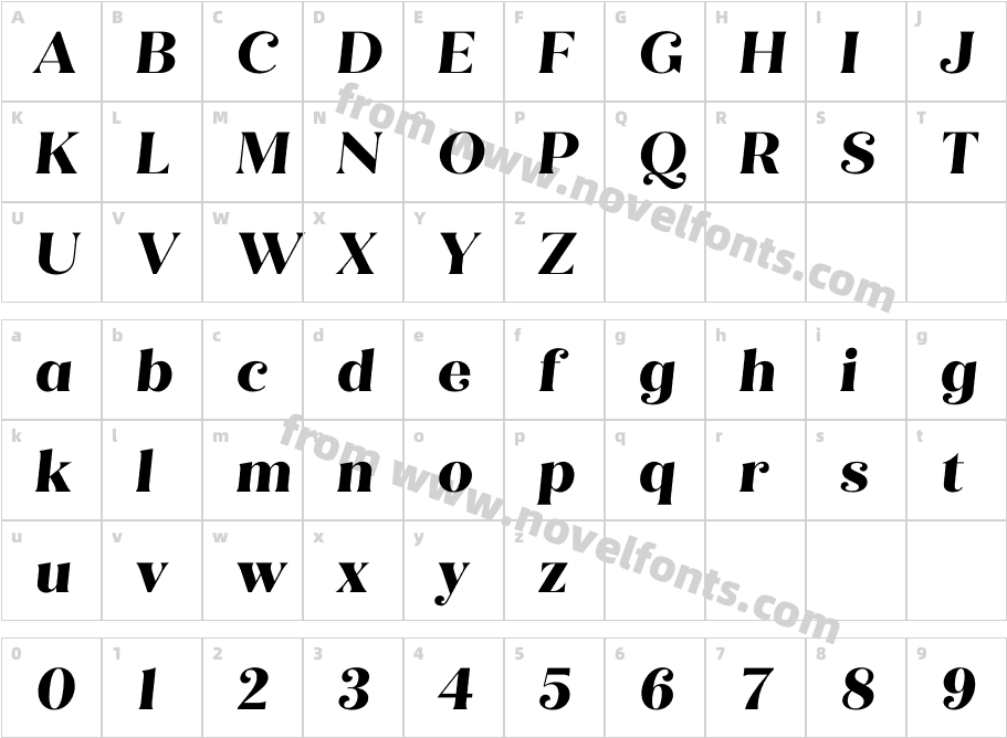 Quiche Flare Extra Bold ItalicCharacter Map