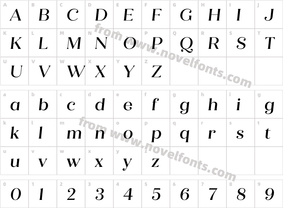 Quiche Flare Medium ItalicCharacter Map