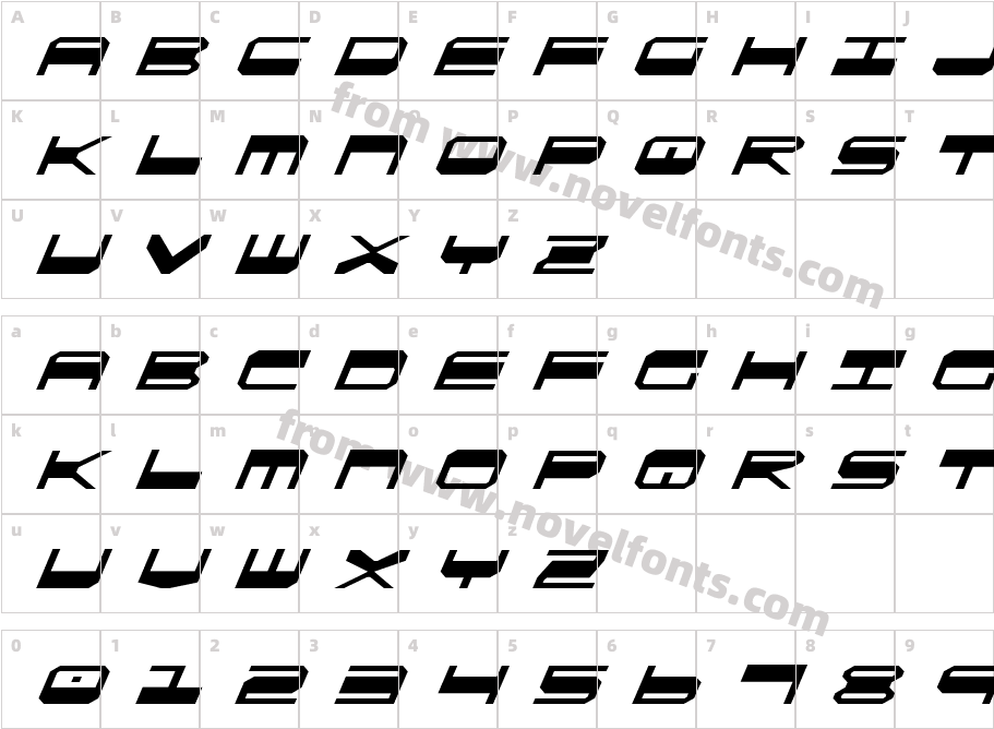 QuickGear ItalicCharacter Map