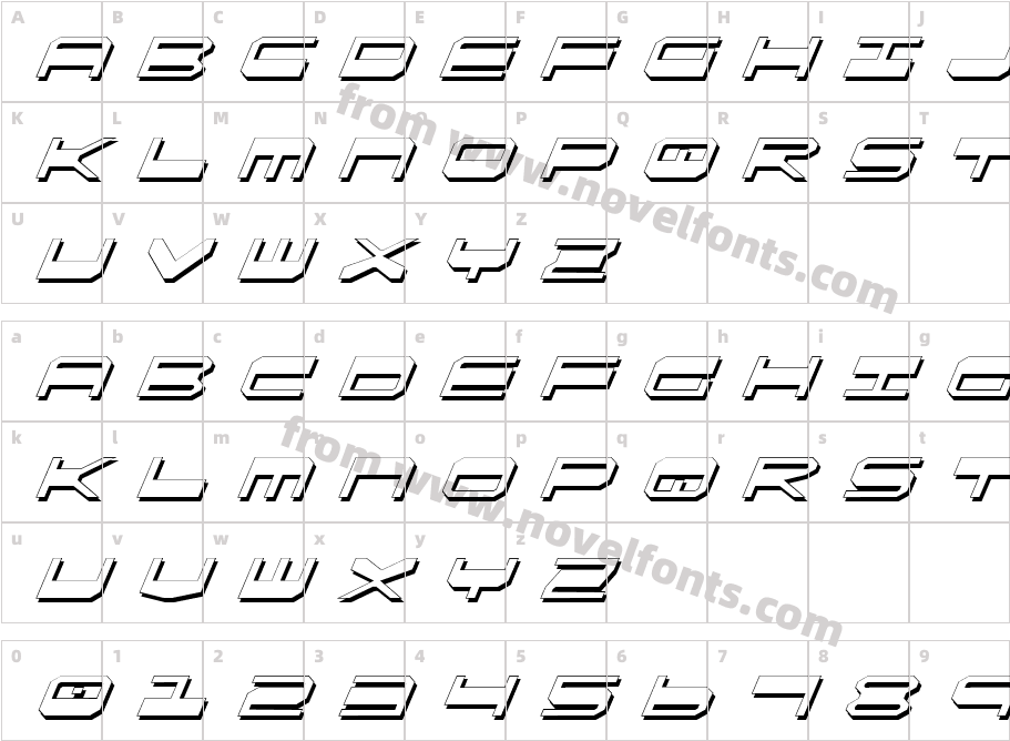 QuickGear Shadow ItalicCharacter Map