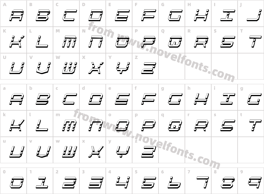 QuickQuick Shadow ItalCondensedCharacter Map