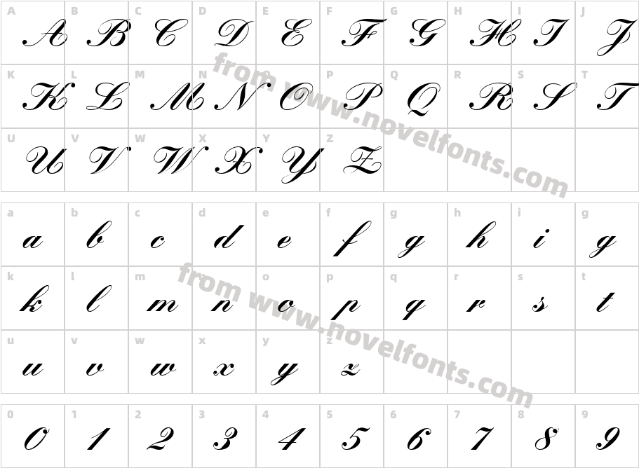 Quill Script Black SSi BlackCharacter Map