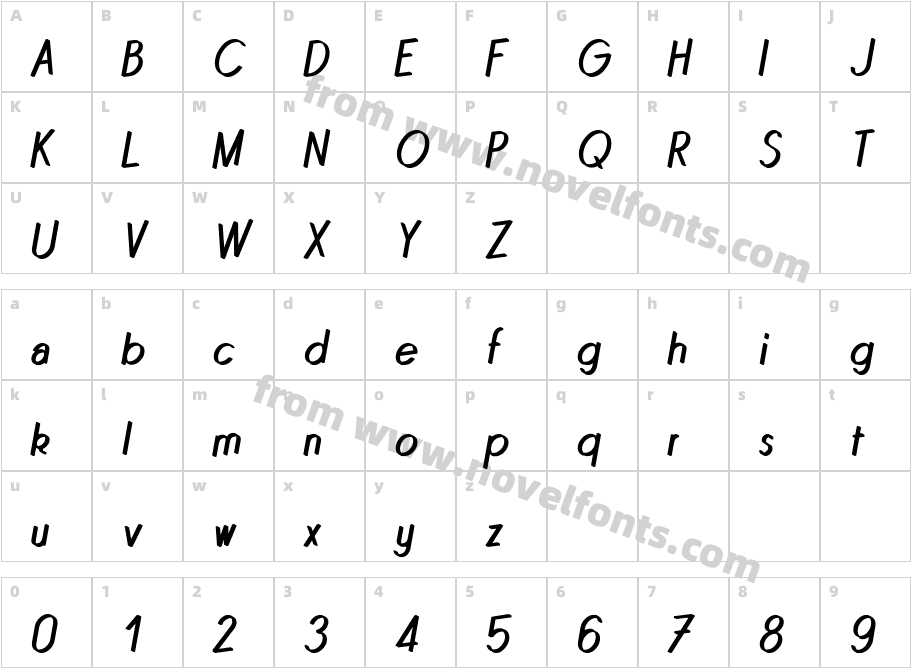 Quincaille ItaliqueCharacter Map