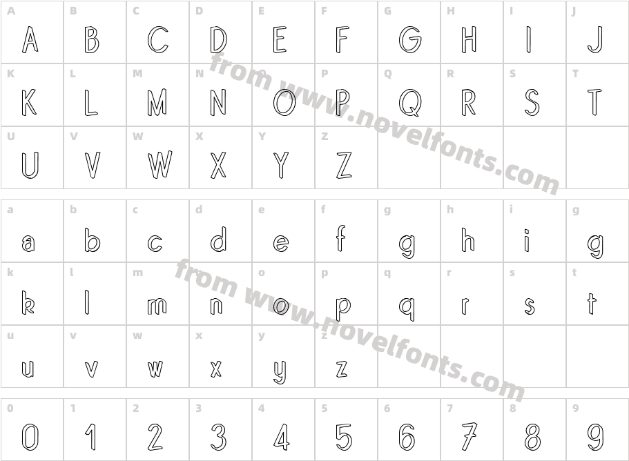 Quincaille OutlineCharacter Map