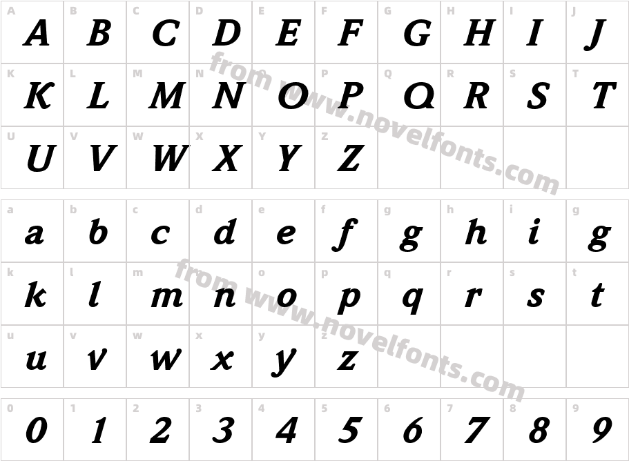 Quintessence Black SSi Black ItalicCharacter Map