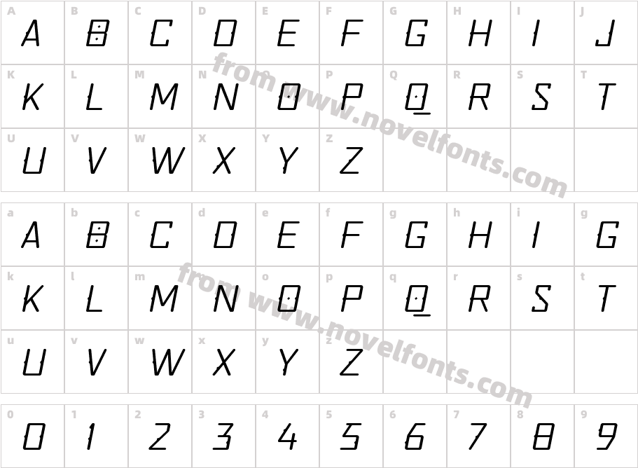 Quirko Light ObliqueCharacter Map