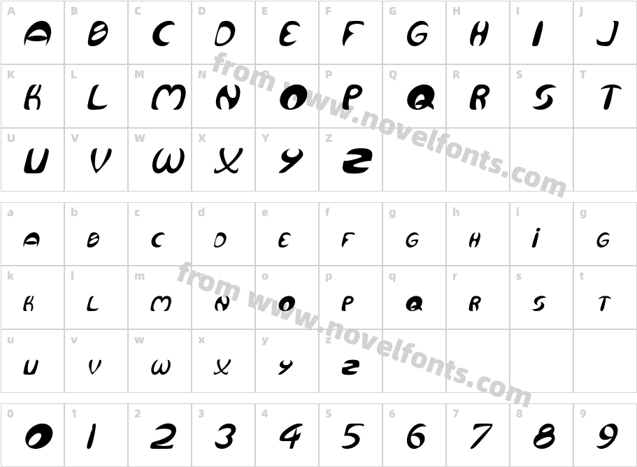 Qurve ItalicCharacter Map