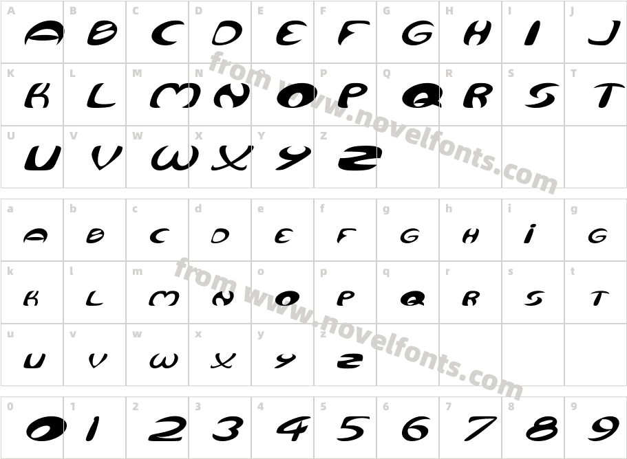 Qurve Wide ItalicCharacter Map