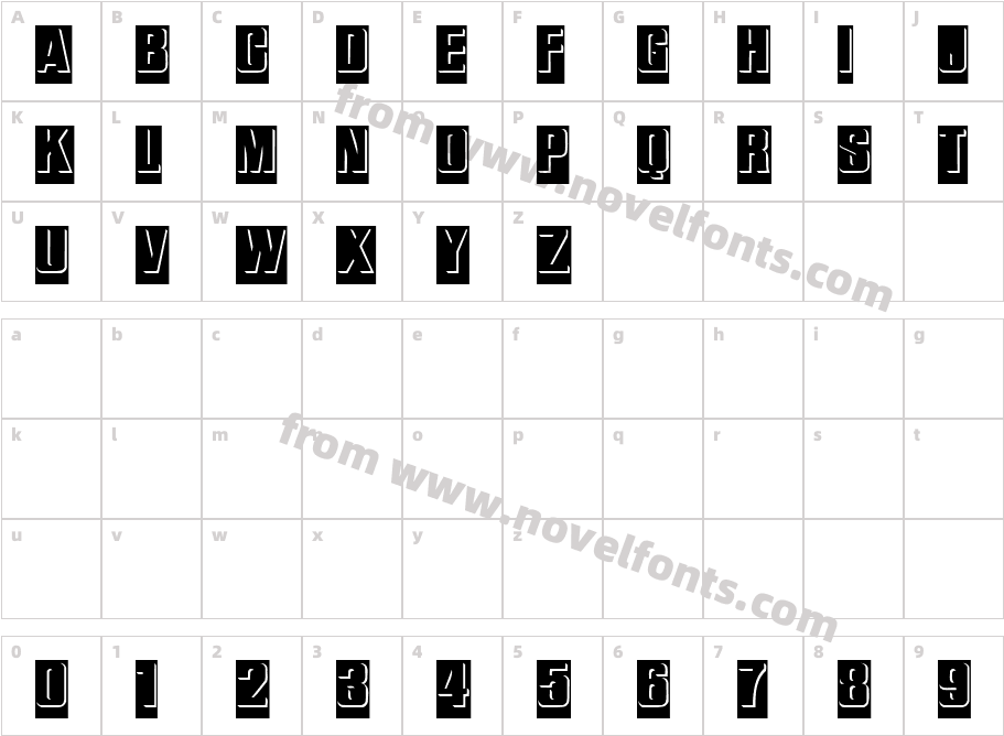 REVERSE RELIEF CAPS REGULARCharacter Map