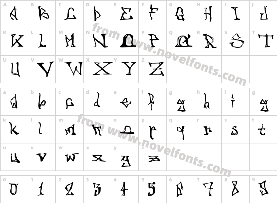 Rakun RegularCharacter Map