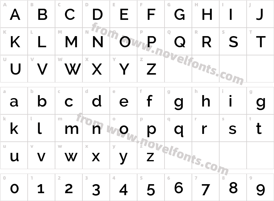 Raleway SemiboldCharacter Map