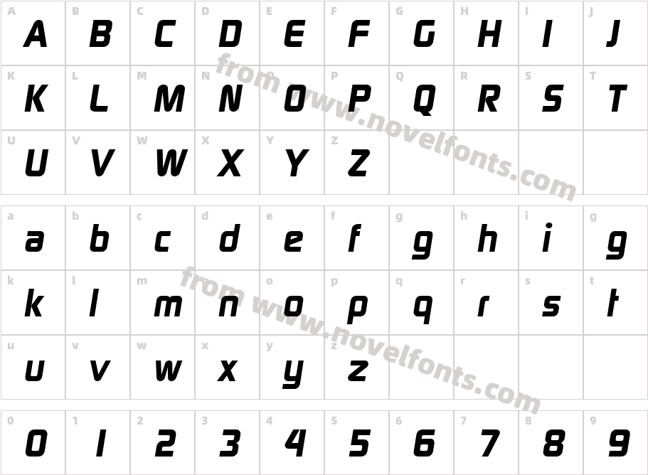 Randy Becker Extra Bold ItalicCharacter Map