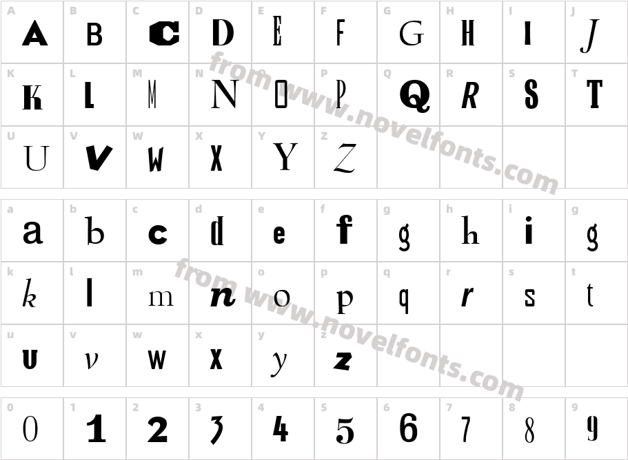 Ransom ItaliqueCharacter Map