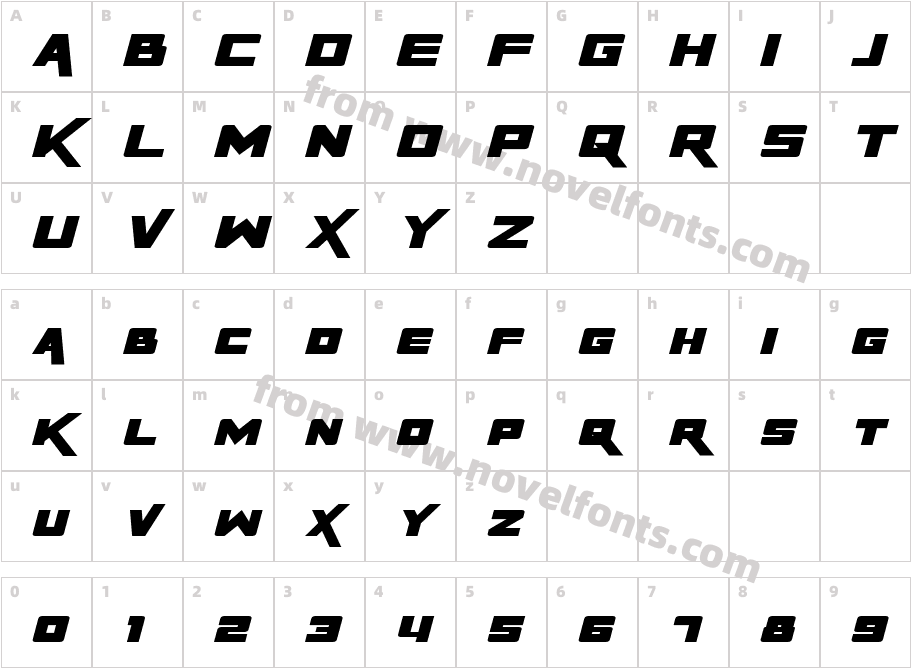 Rapier Zero ItalicCharacter Map