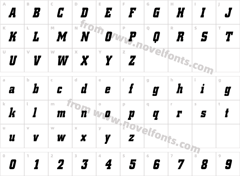 Borghs-Condensed ItalicCharacter Map