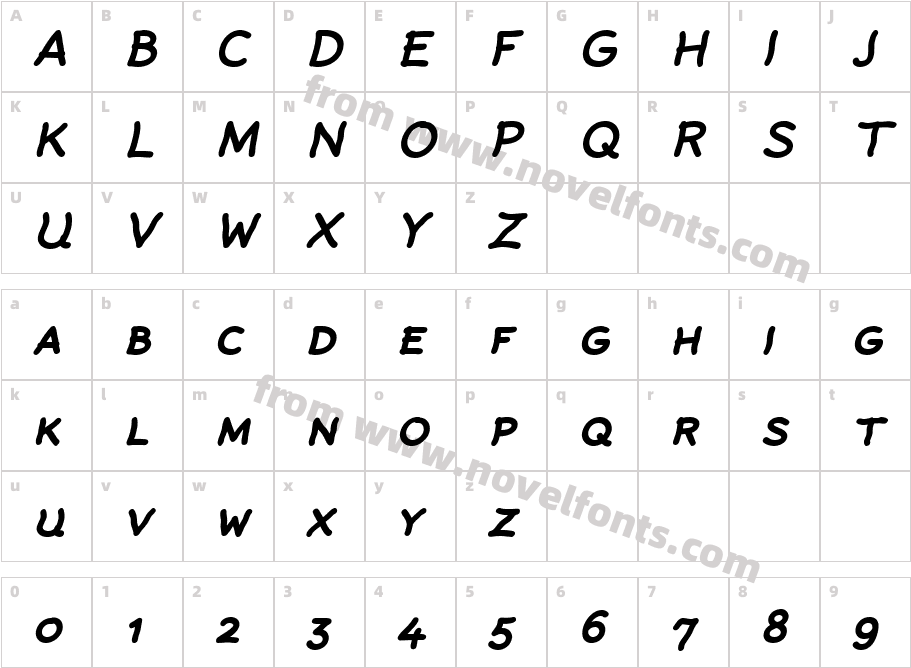 Rattlescript Bold Obli CapsCharacter Map