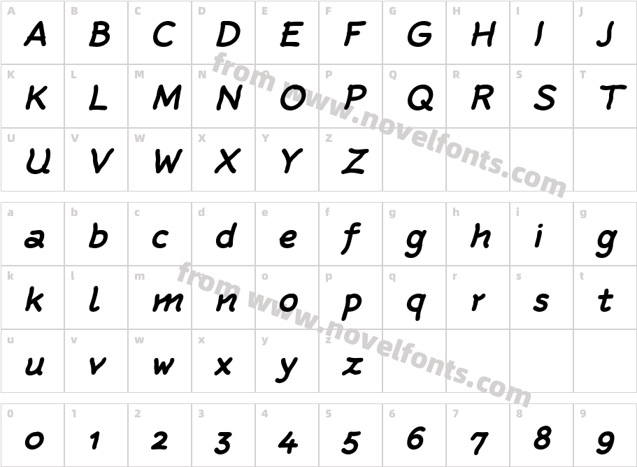 Rattlescript Bold ObliqueCharacter Map