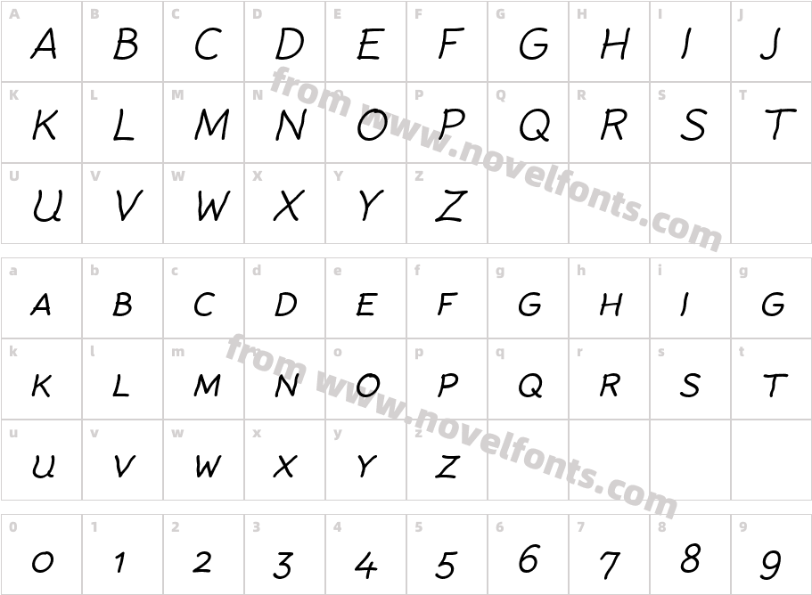 Rattlescript Light Obli CapsCharacter Map