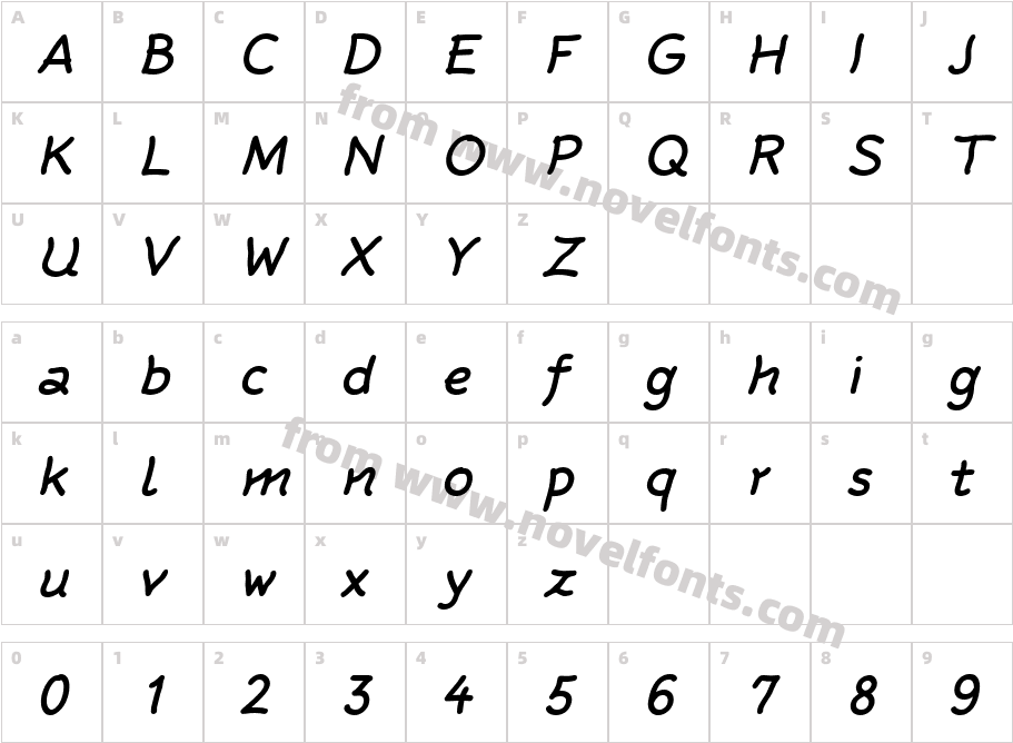 Rattlescript Medium Oblique TfCharacter Map