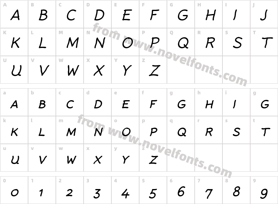 Rattlescript Regular Oblique CapsCharacter Map