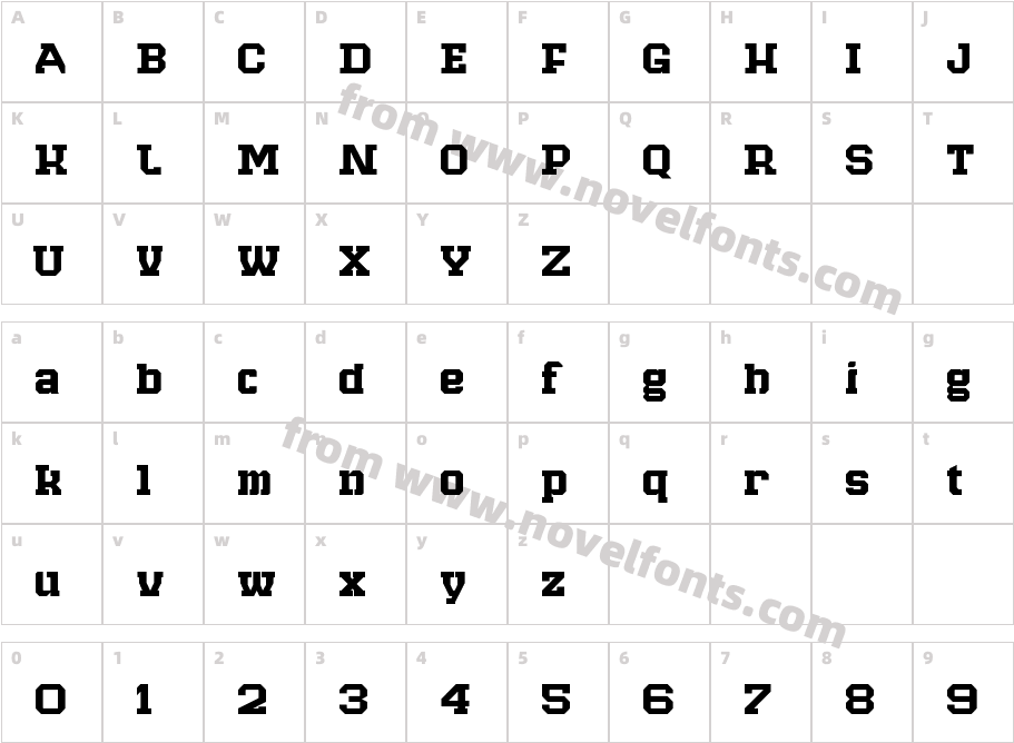 Raven Slab RegularCharacter Map