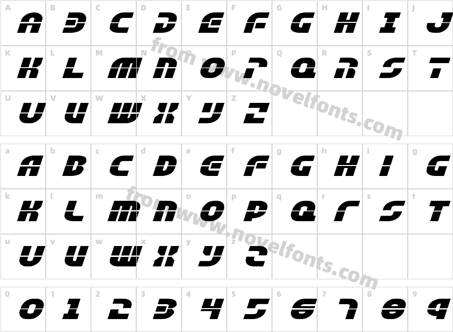 Rebel Command E Extra exp ItalicCharacter Map