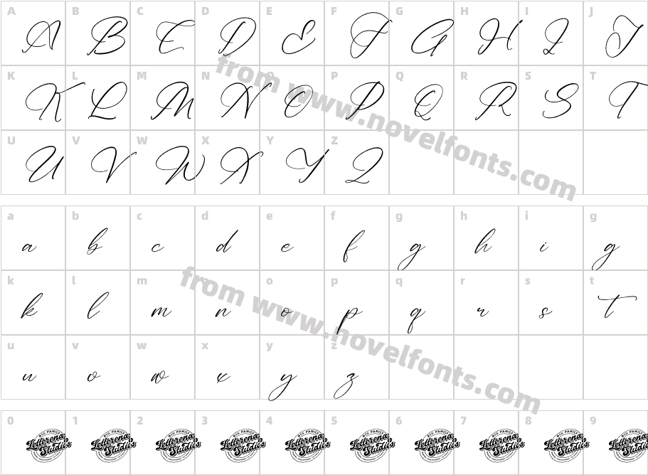 Redianta Brighters DEMO VERSION ItalicCharacter Map