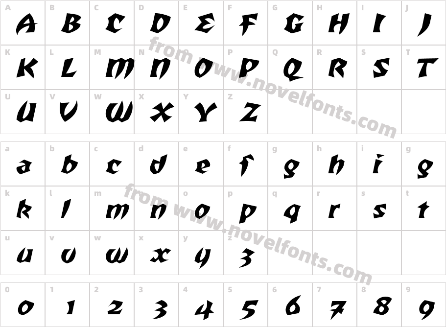 Remus Extended ItalicSWFTECharacter Map