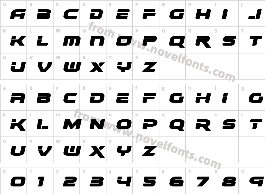 Renegado Expanded ItalicCharacter Map