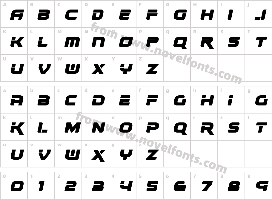 Renegado ItalicCharacter Map