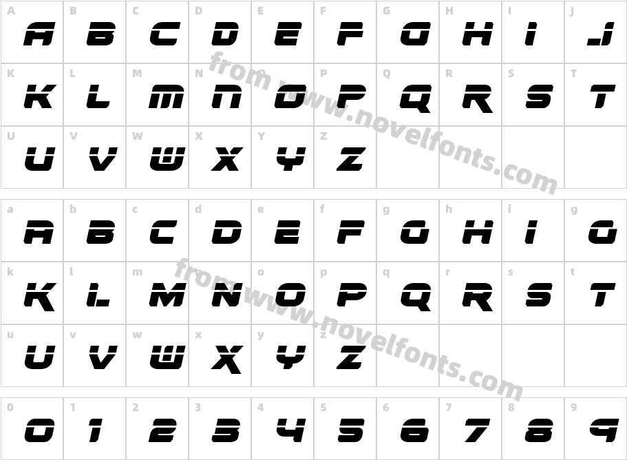 Renegado Laser ItalicCharacter Map