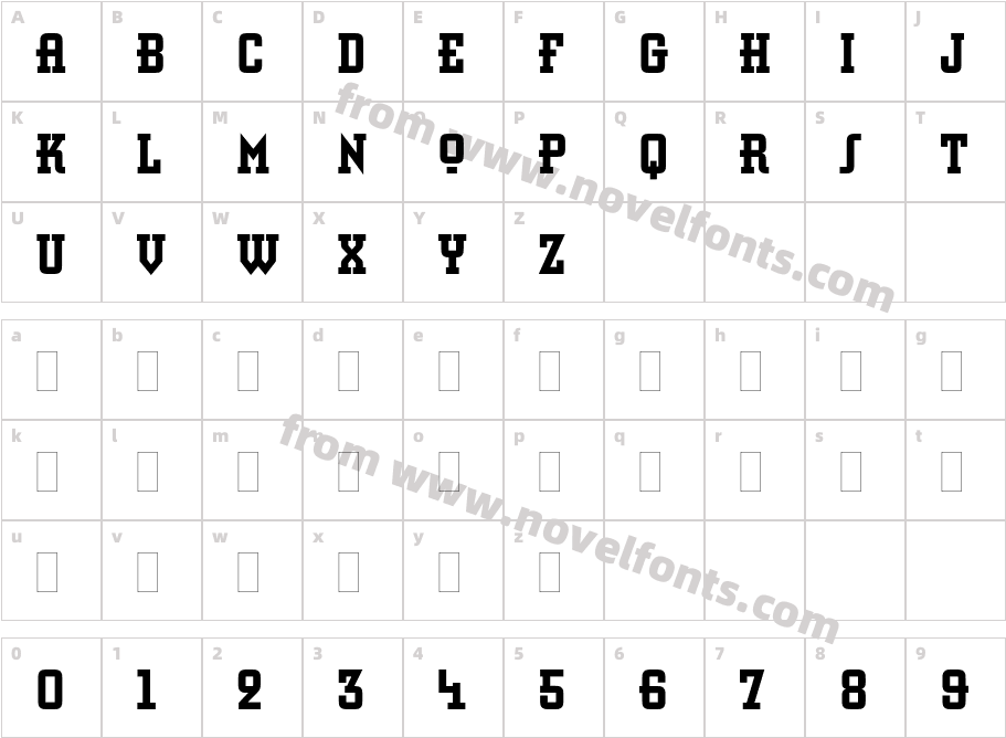 Retro Bold Condensed PlainCharacter Map