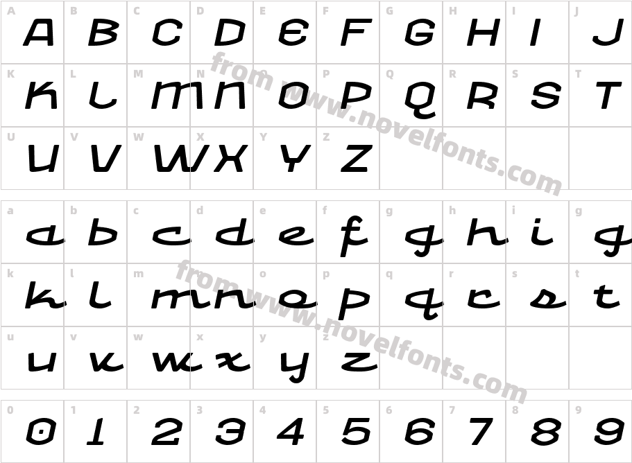 Retron ItalicCharacter Map