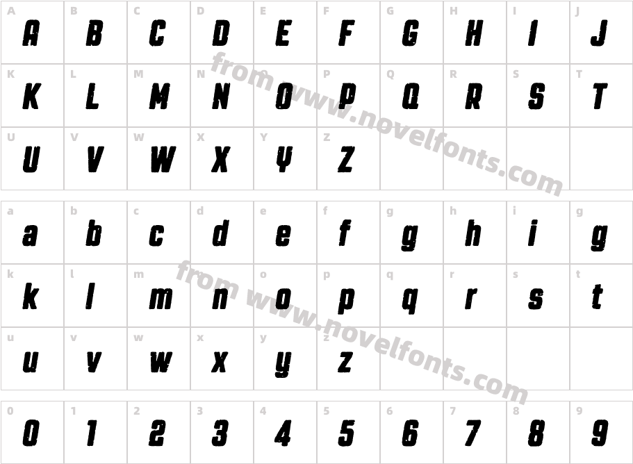 Revolution GothicP Bold ItalicCharacter Map