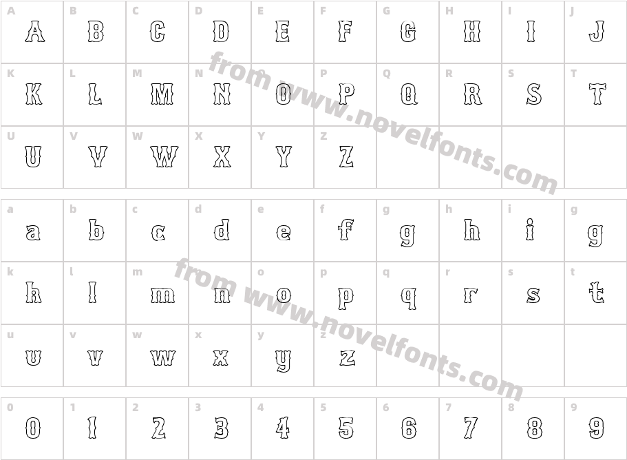 Bosox OutlineCharacter Map