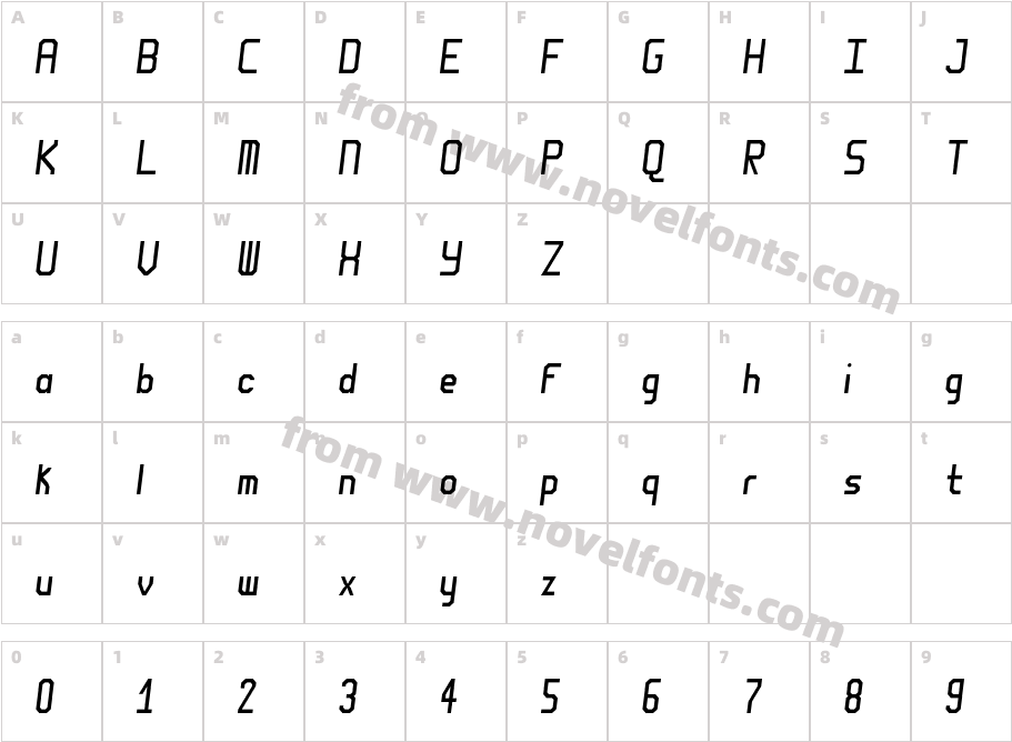 Robbe Sans ItalicCharacter Map